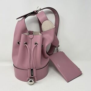Lancel Cheri Bucket Bag Pink Leather Adjustable Strap Zip Pouch Italy